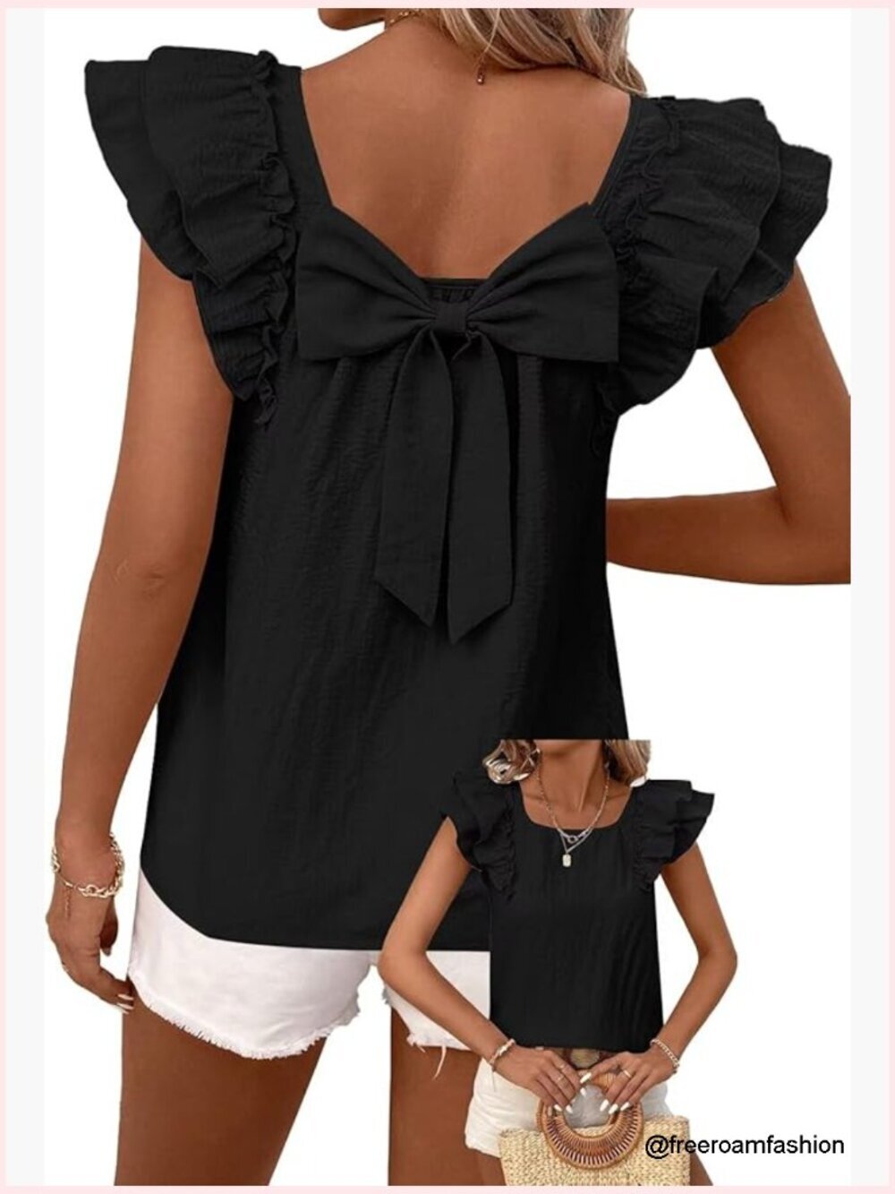 Ruffle Bow Tie Back Babydoll Chiffon Tee Short Sleeve Tunic Top Blouse Summer